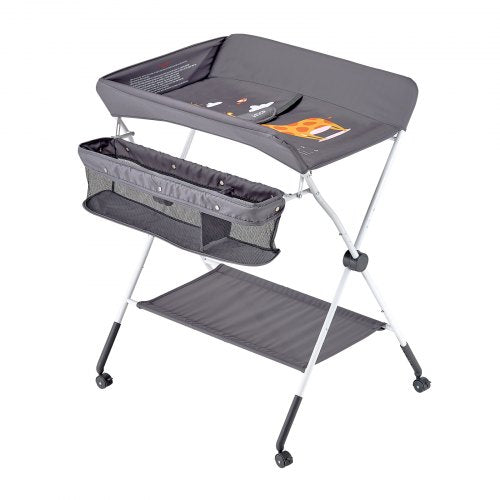 Baby Changing Table Foldable Diaper Change Station with Side Basket
