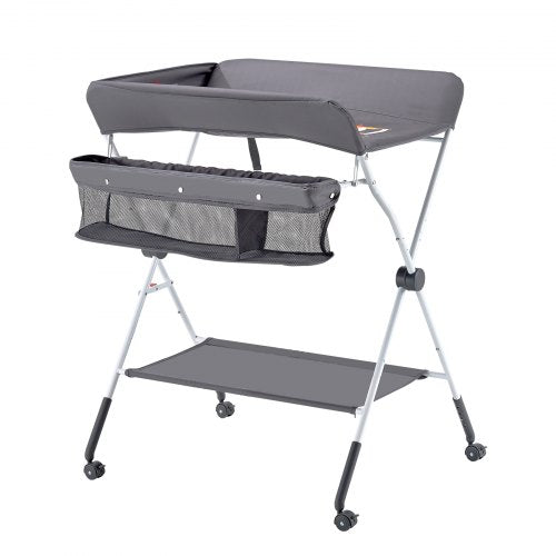 Baby Changing Table Foldable Diaper Change Station with Side Basket