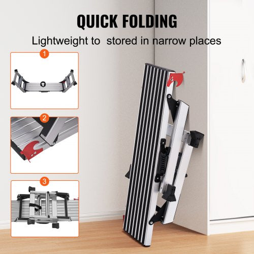 Folding Work Platform 660 lbs Load Capacity Aluminum Drywall Stool Ladder