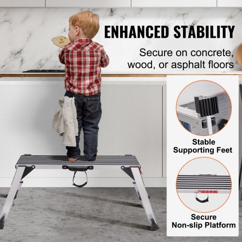 Folding Work Platform 660 lbs Load Capacity Aluminum Drywall Stool Ladder