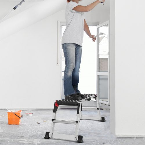 Folding Work Platform 660 lbs Load Capacity Aluminum Drywall Stool Ladder