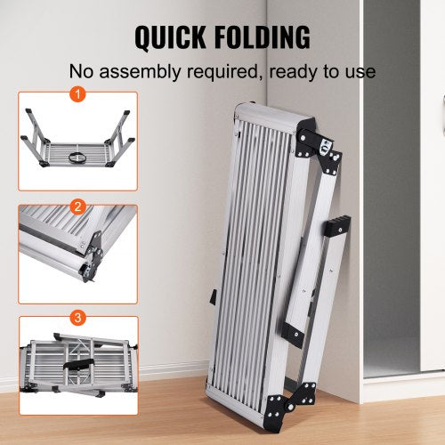 Folding Work Platform 330 lbs Load Capacity Aluminum Drywall Stool Ladder