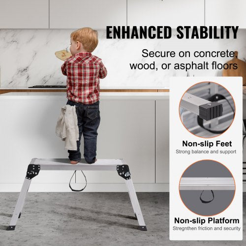 Folding Work Platform 330 lbs Load Capacity Aluminum Drywall Stool Ladder