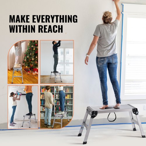 Folding Work Platform 330 lbs Load Capacity Aluminum Drywall Stool Ladder