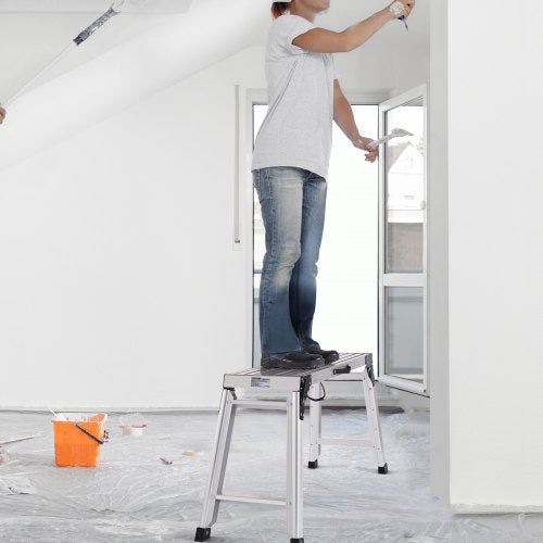 Folding Work Platform 330 lbs Load Capacity Aluminum Drywall Stool Ladder
