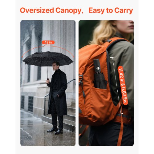 Travel Umbrella 42 in Portable Compact Umbrellas Automatic OpenClose