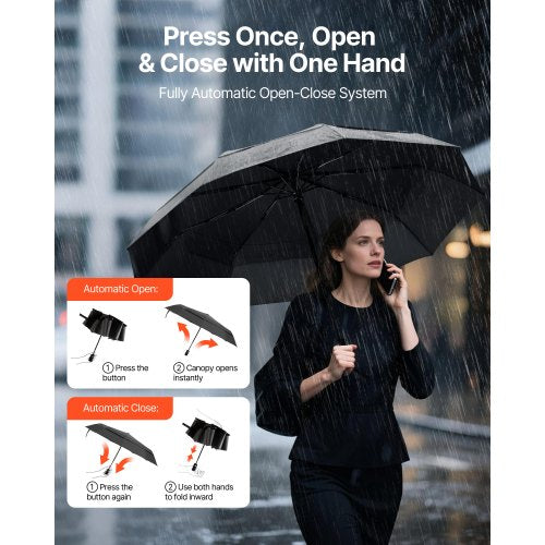 Travel Umbrella 42 in Portable Compact Umbrellas Automatic OpenClose