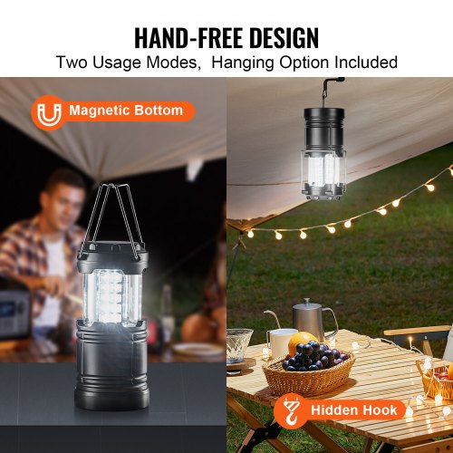 LED Camping Lanterns 4 Pack Magnetic Base Battery Powered Lights