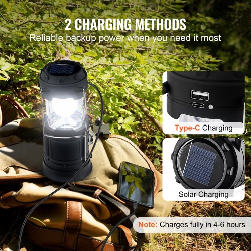 LED Camping Lanterns 4 Pack Rechargeable Camping Flashlights Solar USB
