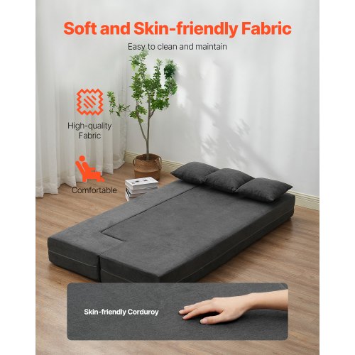 Folding Sofa Bed 3in1 Foldable Couch Bed with 3 Pillows and Washable