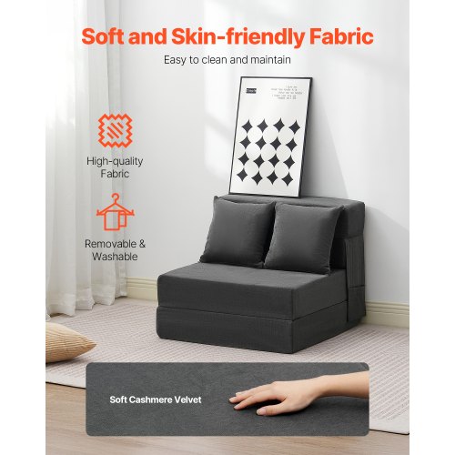 Folding Sofa Bed 3in1 Foldable Couch Bed with 2 Pillows and Washable