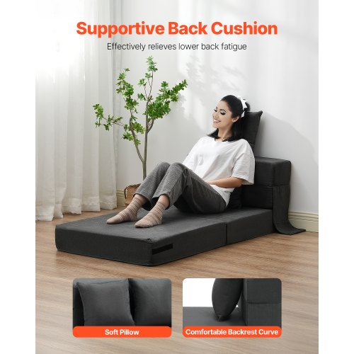 Folding Sofa Bed 3in1 Foldable Couch Bed with 2 Pillows and Washable