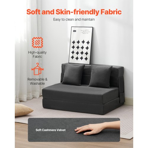 Folding Sofa Bed 3in1 Foldable Couch Bed with 2 Pillows and Washable