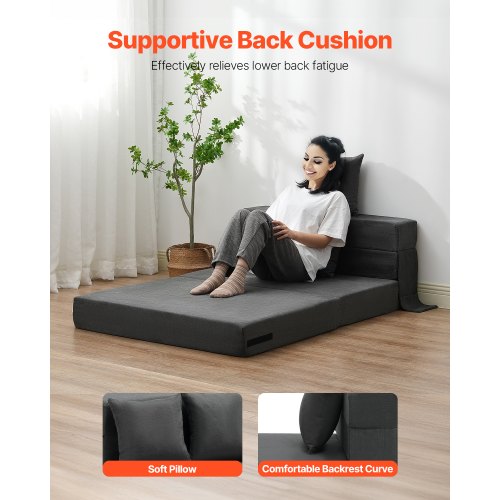 Folding Sofa Bed 3in1 Foldable Couch Bed with 2 Pillows and Washable
