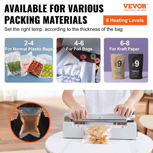 Impulse Sealer 12 inch Manual Heat Sealing Machine with Adjustable Heating