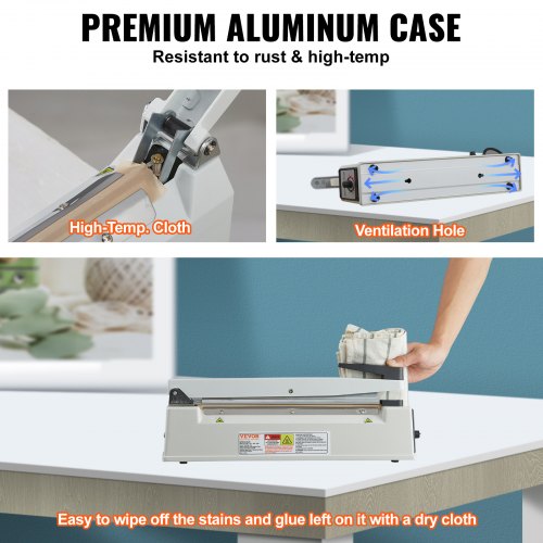 Impulse Sealer 12 inch Manual Heat Sealing Machine with Adjustable Heating