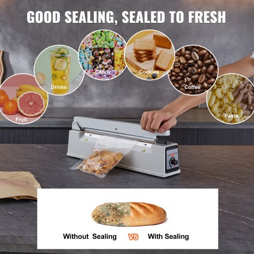 Impulse Sealer 12 inch Manual Heat Sealing Machine with Adjustable Heating