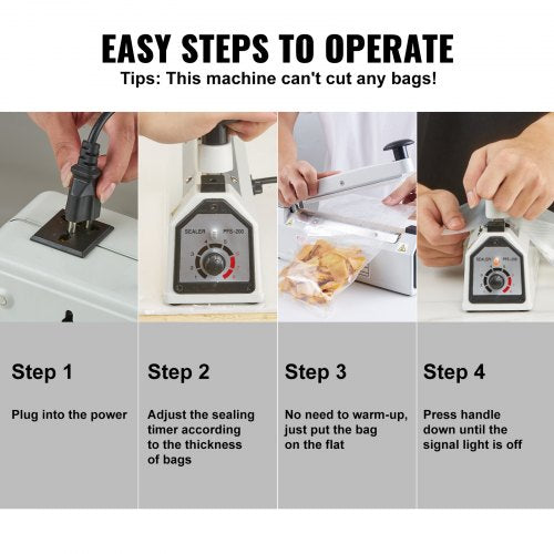 Impulse Sealer 8 inch Manual Heat Sealing Machine with Adjustable Heating