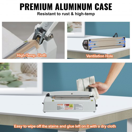 Impulse Sealer 8 inch Manual Heat Sealing Machine with Adjustable Heating