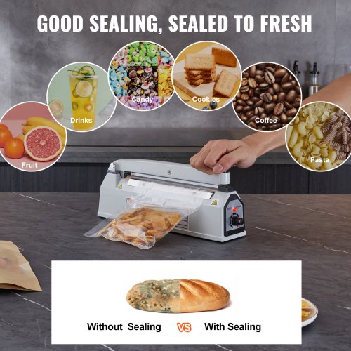 Impulse Sealer 8 inch Manual Heat Sealing Machine with Adjustable Heating