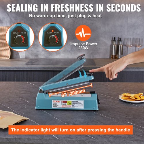 Impulse Sealer 8 inch Manual Heat Seal Machine with Adjustable Heating