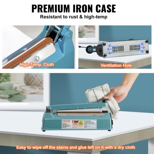 Impulse Sealer 8 inch Manual Heat Seal Machine with Adjustable Heating