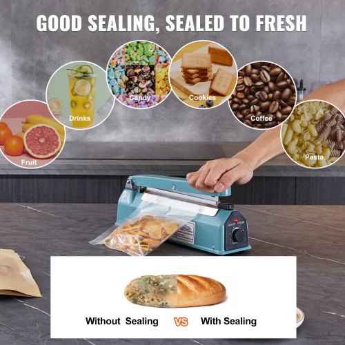 Impulse Sealer 8 inch Manual Heat Seal Machine with Adjustable Heating