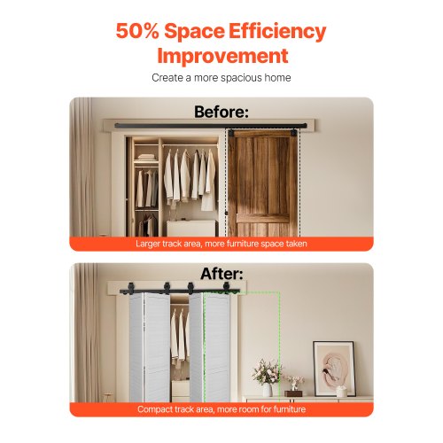 BiFolding Sliding Barn Door Hardware Track Kit 52 Top Mount Track Kit