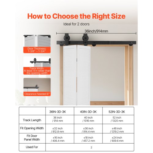 BiFolding Sliding Barn Door Hardware Track Kit 36 Top Mount Track Kit