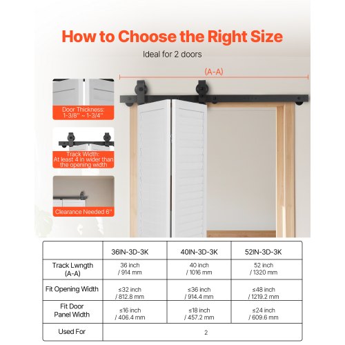 BiFolding Sliding Barn Door Hardware Track Kit 40 Top Mount Track Kit