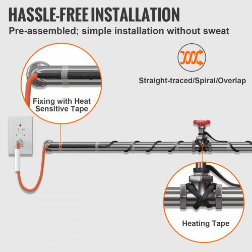 SelfRegulating Pipe Heating Cable 12FT 5WFT Heat Tape for Pipes Freeze