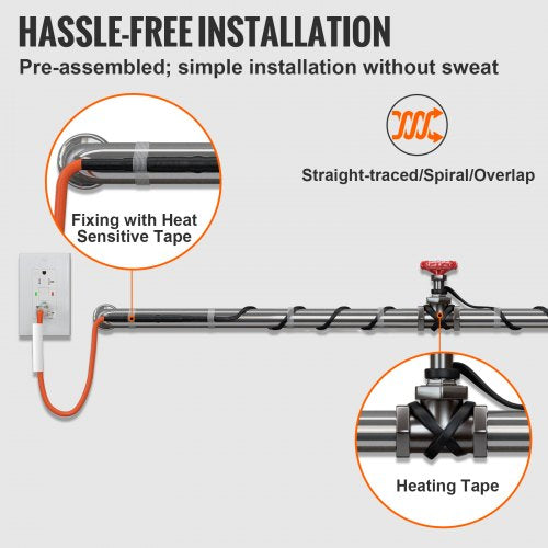 SelfRegulating Pipe Heating Cable 40FT 5WFT Heat Tape for Pipes Freeze