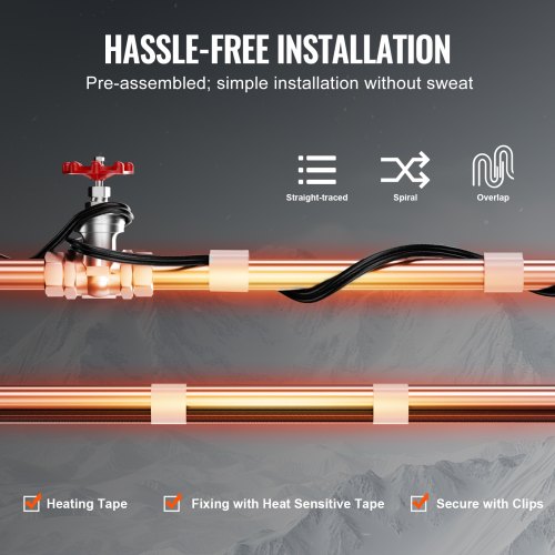 SelfRegulating Pipe Heating Cable 24FT 5WFT Heat Tape for Pipes Roof