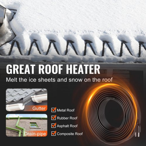 SelfRegulating Pipe Heating Cable 80FT 5WFT Heat Tape for Pipes Roof