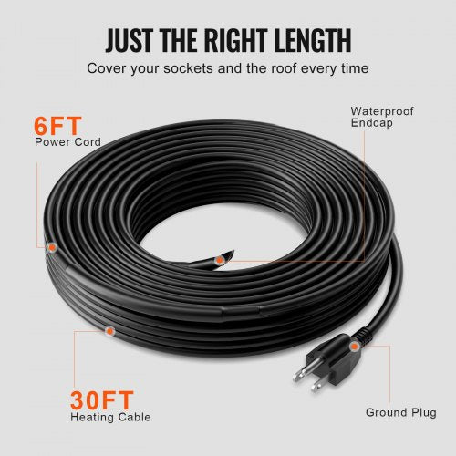 SelfRegulating Pipe Heating Cable 30FT 5WFT Heat Tape for Pipes Roof