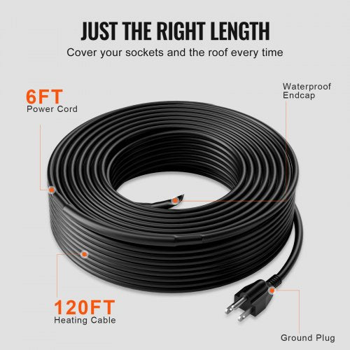 SelfRegulating Pipe Heating Cable 120FT 5WFT Heat Tape for Pipes Roof