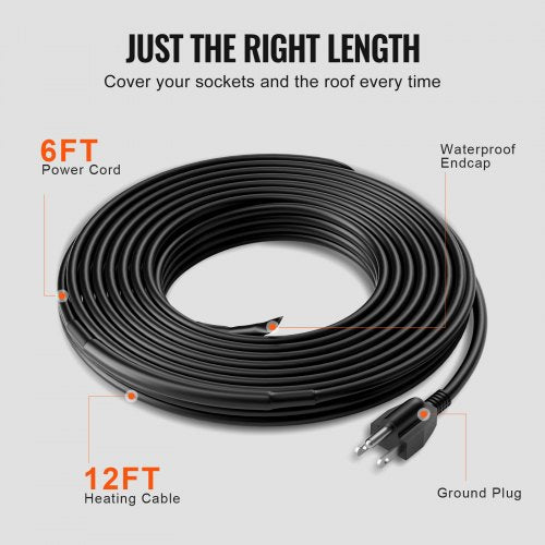SelfRegulating Pipe Heating Cable 12FT 5WFT Heat Tape for Pipes Roof