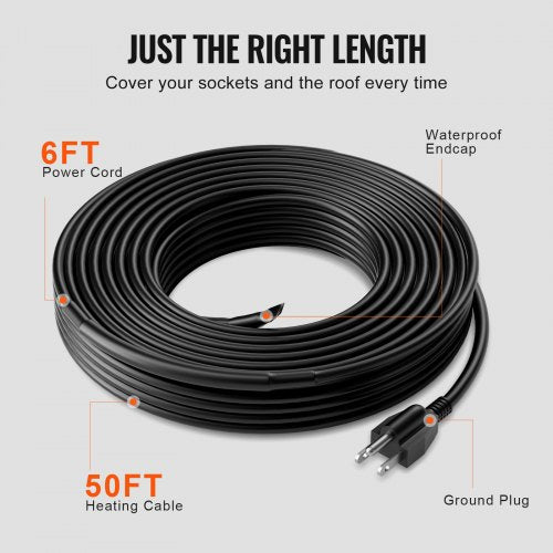 SelfRegulating Pipe Heating Cable 50FT 5WFT Heat Tape for Pipes Roof