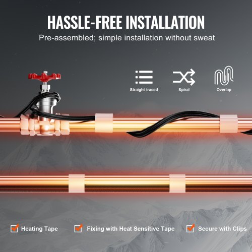 SelfRegulating Pipe Heating Cable 50FT 5WFT Heat Tape for Pipes Roof