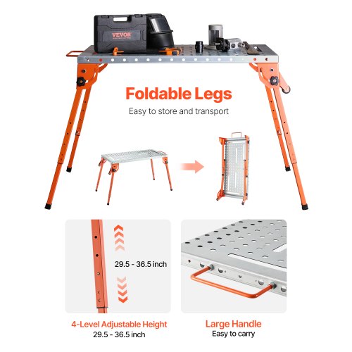 Foldable Welding Table 44 x 21 500LBS Capacity Welding Workbench with 4Level