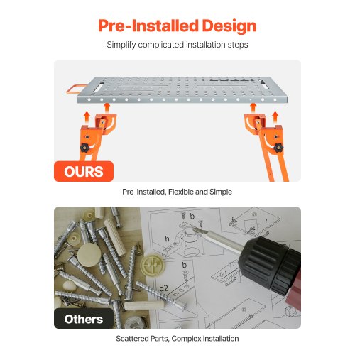 Foldable Welding Table 44 x 21 500LBS Capacity Welding Workbench with 4Level