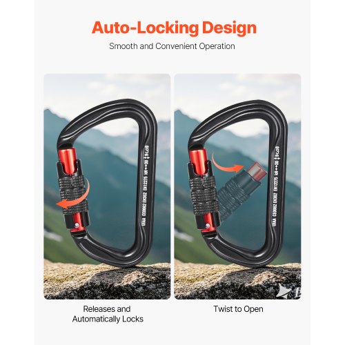 Auto Locking Carabiner Clips 3 PCS Heavy Duty Caribiner Professional 30 KN