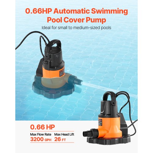 Automatic Pool Cover Pump 066 HP 3200 GPH 120V Submersible Swimming Pool