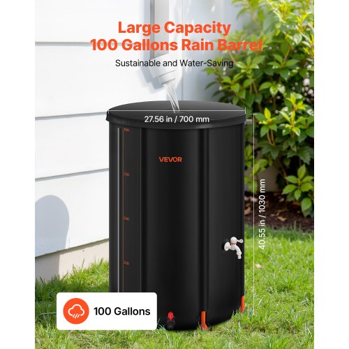Collapsible Rain Barrel 100 Gallon Portable Rain Water Collection Barrel