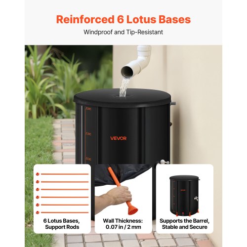 Collapsible Rain Barrel 53 Gallon Portable Rain Water Collection Barrel
