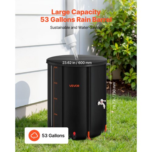Collapsible Rain Barrel 53 Gallon Portable Rain Water Collection Barrel