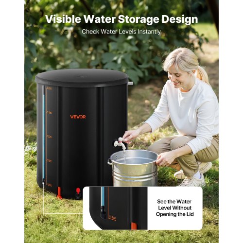 Collapsible Rain Barrel 53 Gallon Portable Rain Water Collection Barrel