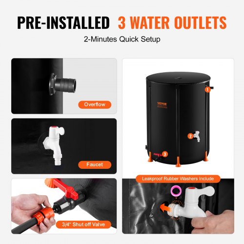Collapsible Rain Barrel 53 Gallon201 L Portable Rain Water Collection