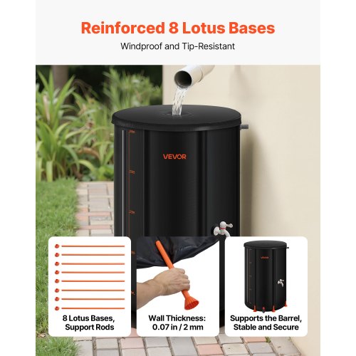 Collapsible Rain Barrel 66 Gallon Portable Rain Water Collection Barrel