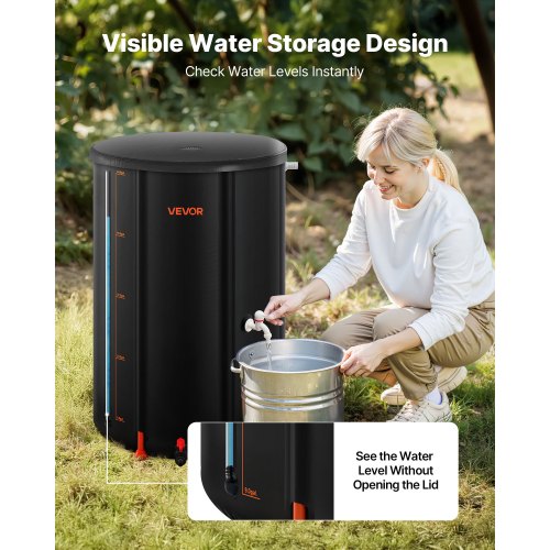 Collapsible Rain Barrel 66 Gallon Portable Rain Water Collection Barrel